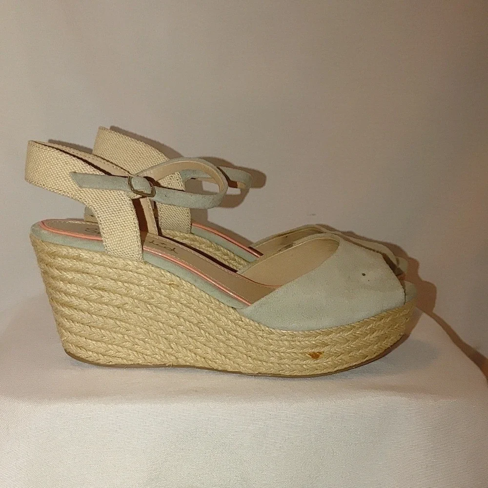 Splendid Ganes Seafoam Green Suede Wedge Sandal Size 9‎ Espadrilles Platform